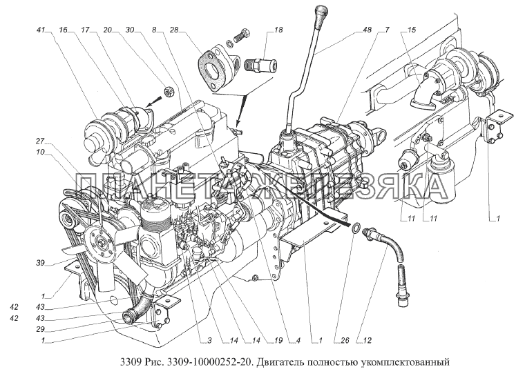 Двигатель полностью укомплектованный ГАЗ-3309 (Евро 2)